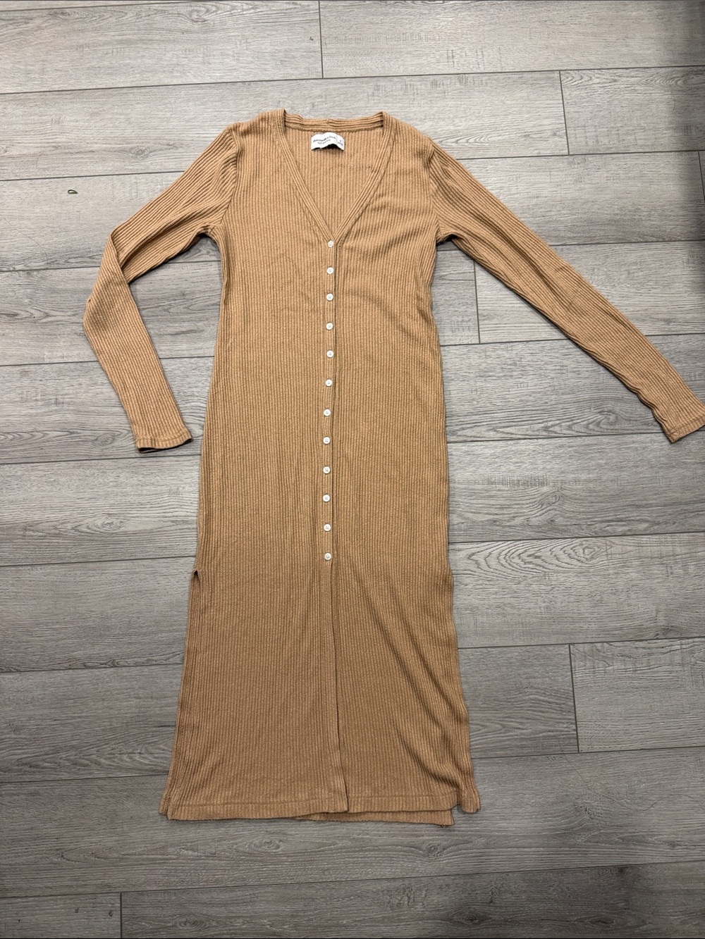 Abercrombie Ribbed Long Sleeve Button-Front Dress